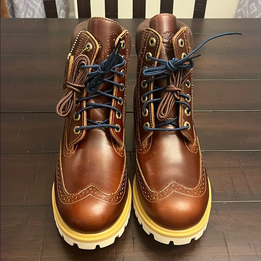 Timberland 6” Premium Brogue Boots new brown Mens Size 8.5
